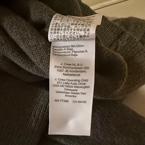 J. Crew Men’s Olive Green Pullover Lamb’s Wool Sweater Hoodie - Picture 5 of 5